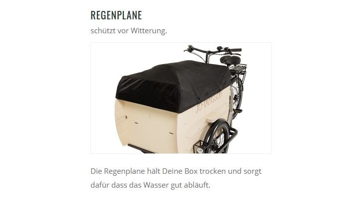Johansson Bikes Aufpreis Regenplane Plus Fiete Transport